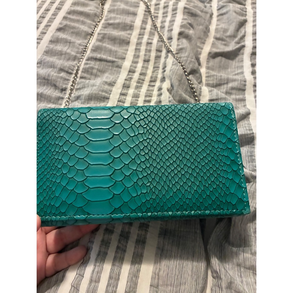 Unbranded Crossbody Bag Womens Small Mint Green Excellent Snakeskin Embossed
